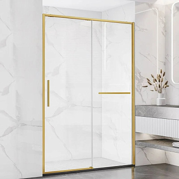 Душевая дверь в нишу Vincea Slim Soft VDS-1SS110CLG 110 см, профиль брашированное золото, стекло про