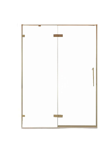 Душевая дверь в нишу Veconi Premium Alassio G 140x200, профиль брашированное золото, стекло прозрачн