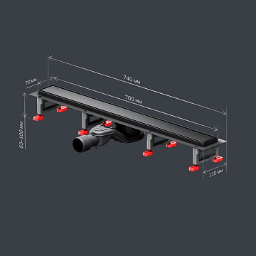 Душевой трап (лоток) AM.PM MasterFlow Tile 70 см, черный матовый