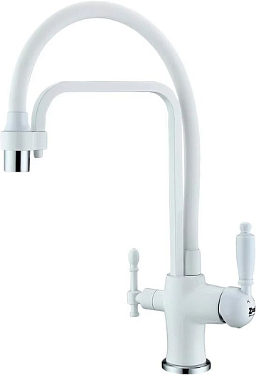 Смеситель для кухни Zorg Sanitary ZR 342-8 YF White с гибким изливом