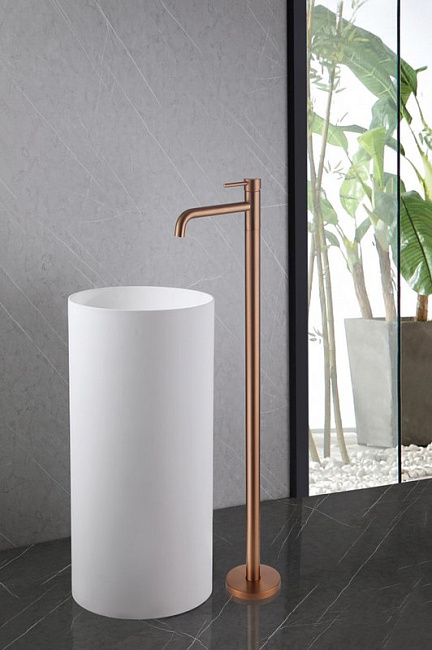 Смеситель ABBER Wasser Kreis AF8140MRG напольный для раковины, розовое золото матовое