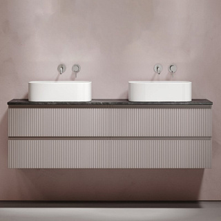 Тумба с раковиной Sancos Snob T 160 doha soft, столешница черный мрамор TT160A1, раковина CN6052