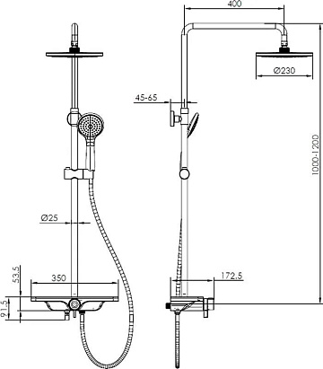 Душевая стойка AQUAme AQM8002B, черная