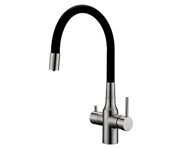 Смеситель для кухни Paulmark Salix Sa213419-BS, с гибким изливом,  брашированная сталь