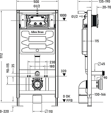 Система инсталляции для унитазов Allen Brau Pneumatic 9.11100.20