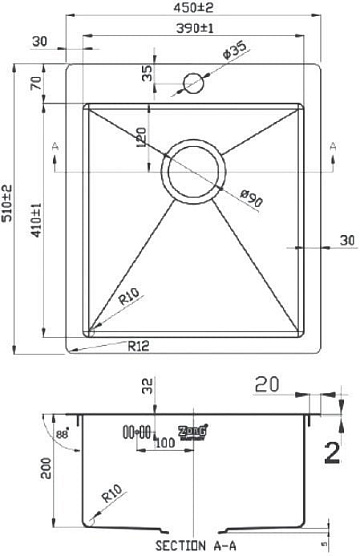 Мойка кухонная Zorg Light ZL R 450510 GRAFIT