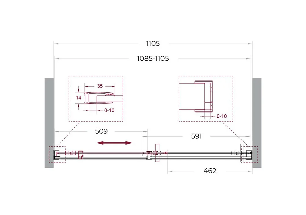 Душевая дверь в нишу BelBagno Soft Close-1 BF-1-110-C-GM профиль оружейная сталь Sancos — официальный сайт