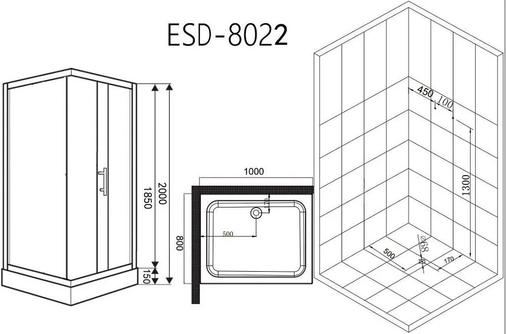 Душевой уголок Esbano ESR-8022 100x80,с поддоном Sancos — официальный сайт