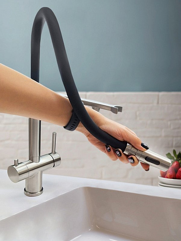 Смеситель для кухни AltroBagno Flusso 050201 Ni с гибким изливом, никель