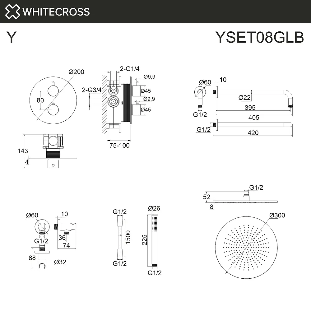 Душевой комплект WHITECROSS Y YSET08GLB, С ВНУТРЕННЕЙ ЧАСТЬЮ, брашированное золото Sancos — официальный сайт