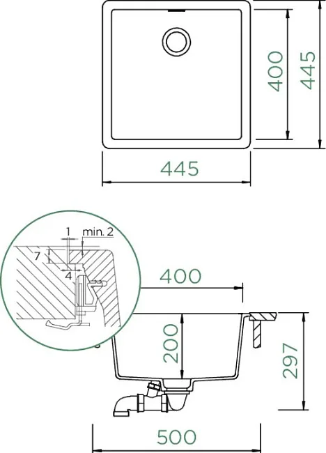 Мойка кухонная Schock Greenwich 700909F 50 Cristadur пуро Sancos — Оригинал