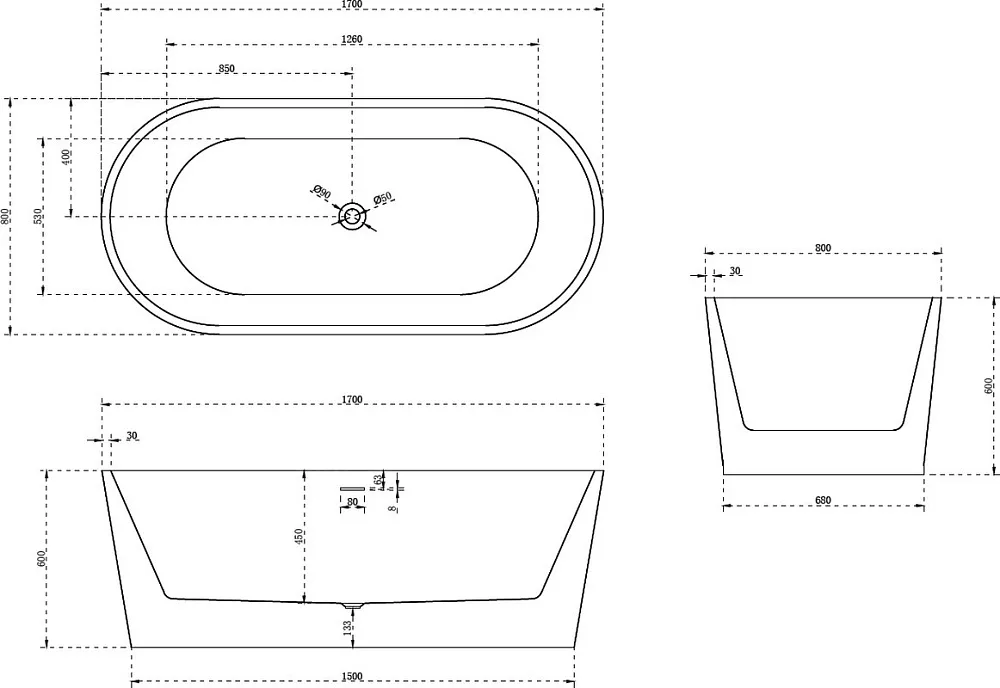 Акриловая ванна Abber AB9209MB 170x80 см, отдельностоящая, черная матовая, овальная, с каркасом, со  Sancos — официальный сайт