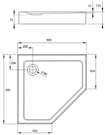 Поддон для душа Radaway Doros PT Compact 90x90 с сифоном