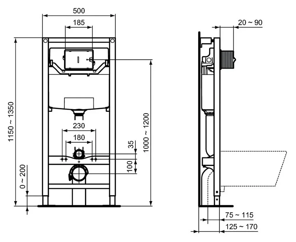 Система инсталляции для унитазов Ideal Standard ProSys 120P R027767 Sancos — официальный сайт