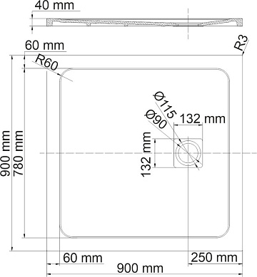 Поддон для душа Wasserkraft Rhin 44T03 90x90