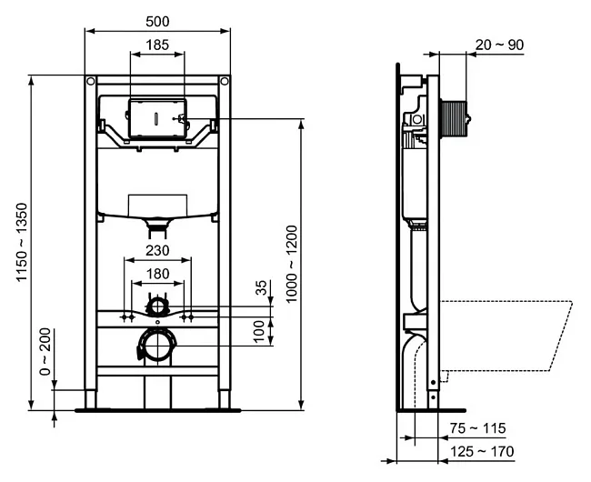 Система инсталляции для унитазов Ideal Standard ProSys 120P R027767 Sancos — Оригинал