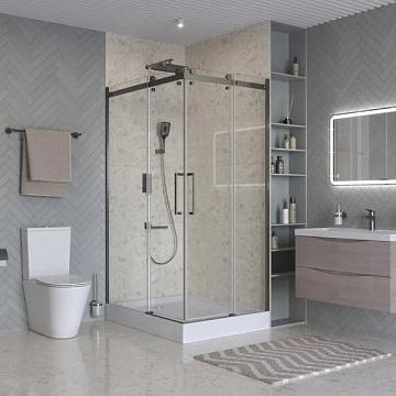 Душевой уголок BelBagno Marino 2 AH-2-120/90-C-GM 120x90, профиль оружейная сталь, стекло прозрачное