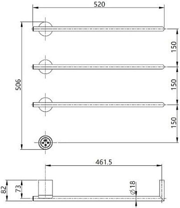 Полотенцесушитель электрический AQUAme AQM3143GM, 52x50,6 см