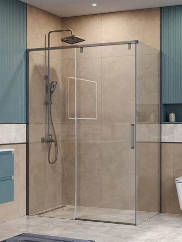 Душевой уголок BelBagno Soft Close-1 AH-1-130/80-C-GM профиль оружейная сталь