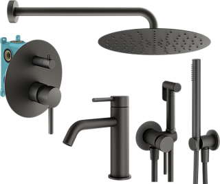 Комплект для ванной Plumberia Selection Ixo KITZXO18GR53 С ВНУТРЕННЕЙ ЧАСТЬЮ, графит матовый