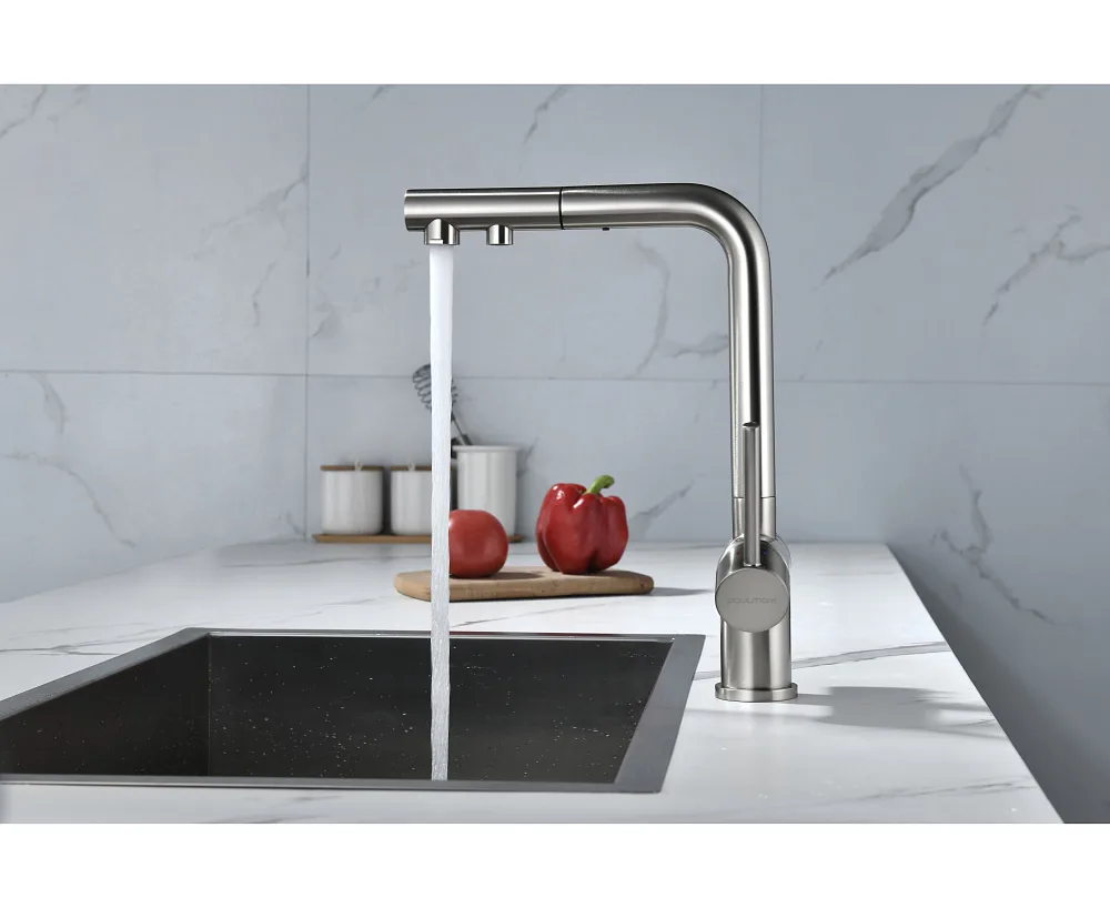 Смеситель для кухни Paulmark Serpentine Se213222-BS брашированная сталь Sancos — официальный сайт