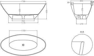 Ванна из искусственного камня Salini Diva S-Stone 180x85 см, отдельностоящая, матовая белая, овальна