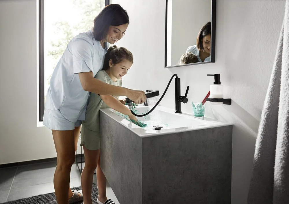 Смеситель для раковины Hansgrohe Finoris 230 76063670 матовый черный Sancos — официальный сайт