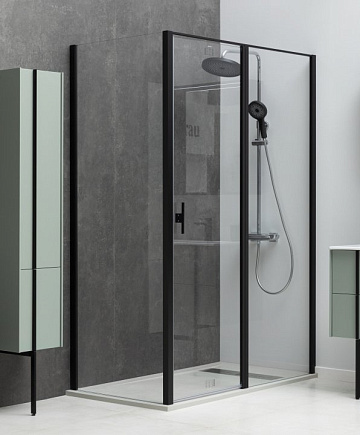 Душевой уголок Allen Brau Priority 120x90, профиль черный браш, стекло прозрачное