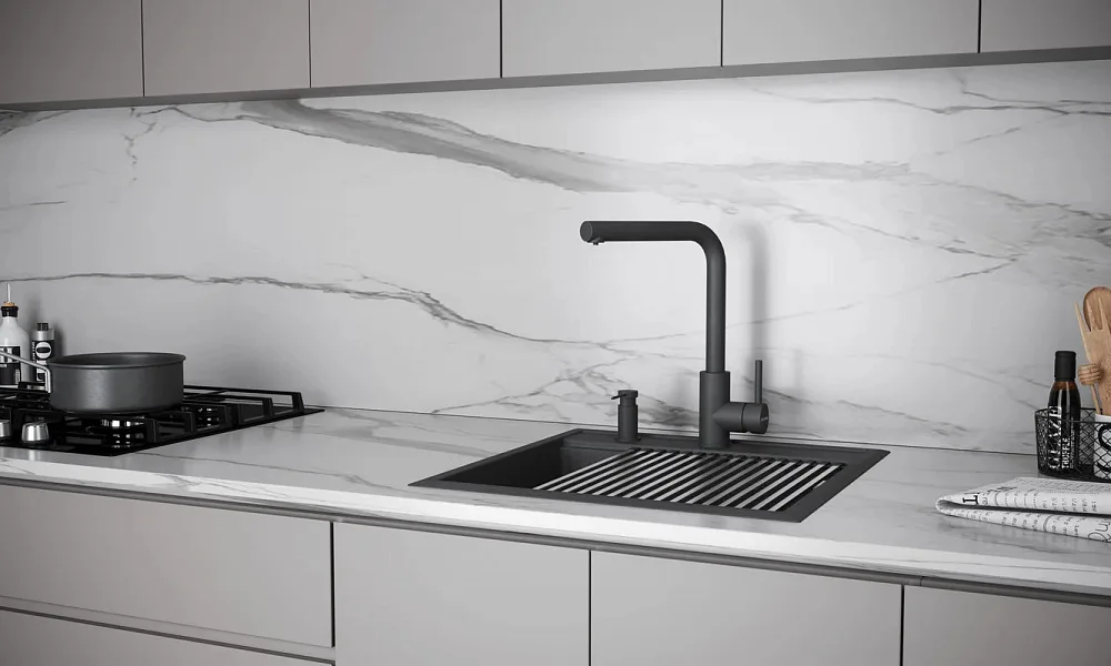 Смеситель для кухни Paulmark Twin Tw213622-BLM матовый черный Sancos — официальный сайт