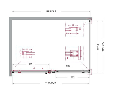 Душевой уголок BelBagno Soft Close-2 AH-1-130/90-C-GM профиль оружейная сталь