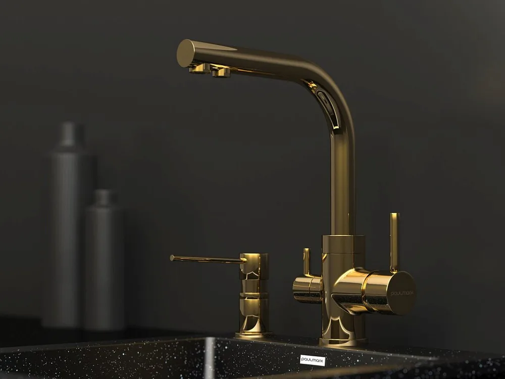 Дозатор для кухонной мойки Paulmark Kraft D003-G золото Sancos — официальный сайт