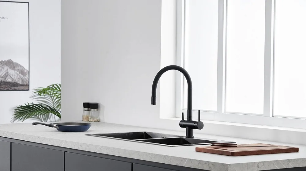 Смеситель для кухни Emar Steel ЕС - 3015 black Sancos — официальный сайт
