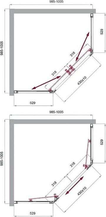 Душевой уголок BelBagno Uno -195 P 2 100 C Cr