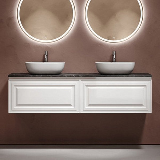 Тумба с раковиной Sancos Very 160 bianco, столешница черный мрамор TT160A1X, раковина CN6009