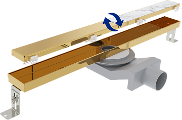 Душевой трап (лоток) Plumberia Selection PSL Linear 80 см, золото 24К