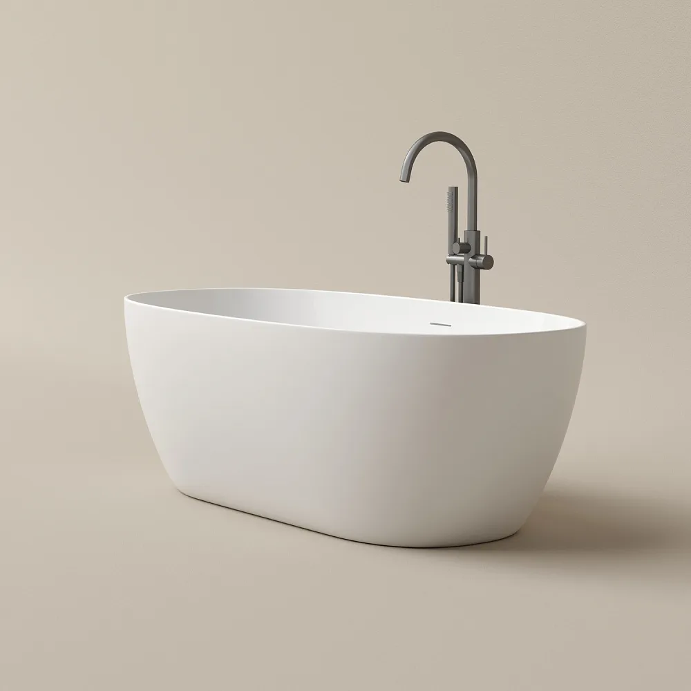 Акриловая ванна Sancos Oval FB21 170x80 см, отдельностоящая, белая, с каркасом, со сливом-переливом Sancos — официальный сайт
