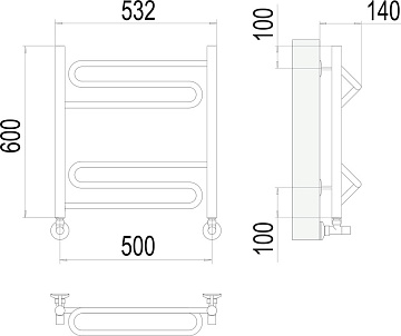 Полотенцесушитель водяной Terminus Юпитер П6, 500x600