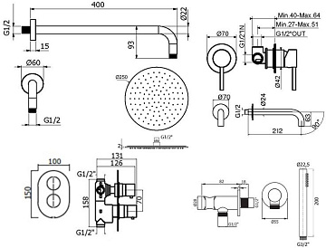 Комплект для ванной Plumberia Selection Ixo KITXOT18NO210 С ВНУТРЕННЕЙ ЧАСТЬЮ, черный матовый