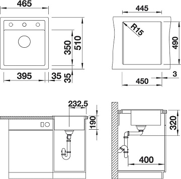 Мойка кухонная Blanco Dalago 45 темная скала