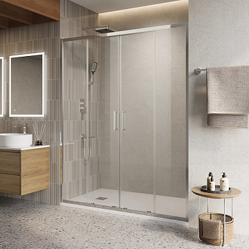 Душевая дверь в нишу BelBagno Luce BF-2-150-C-Cr профиль хром, стекло прозрачное