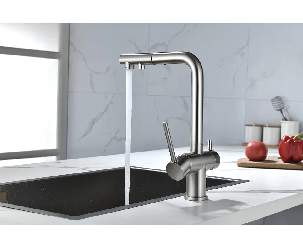 Смеситель для кухни Paulmark Serpentine Se213222-BS брашированная сталь Sancos — официальный сайт