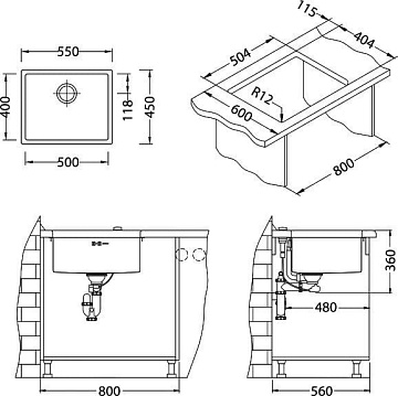 Мойка кухонная Alveus Quadrix 50