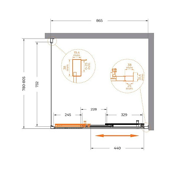 Душевой уголок Cezares Molveno AHF 31 90+80 C CR IV 90х80 см, профиль хром, стекло прозрачное