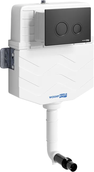Смывной бачок скрытого монтажа Wasserkraft Aller 10TLT.031.ME.MB01, с кнопкой смыва черной матовой Sancos — Оригинал