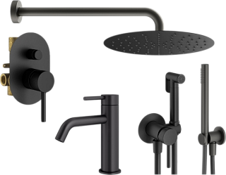 Комплект для ванной Plumberia Selection Ixo KITZXO15NO53 С ВНУТРЕННЕЙ ЧАСТЬЮ, черный матовый