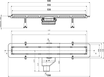 Душевой трап (лоток) Pestan Confluo Frameless Line 550 черный матовый