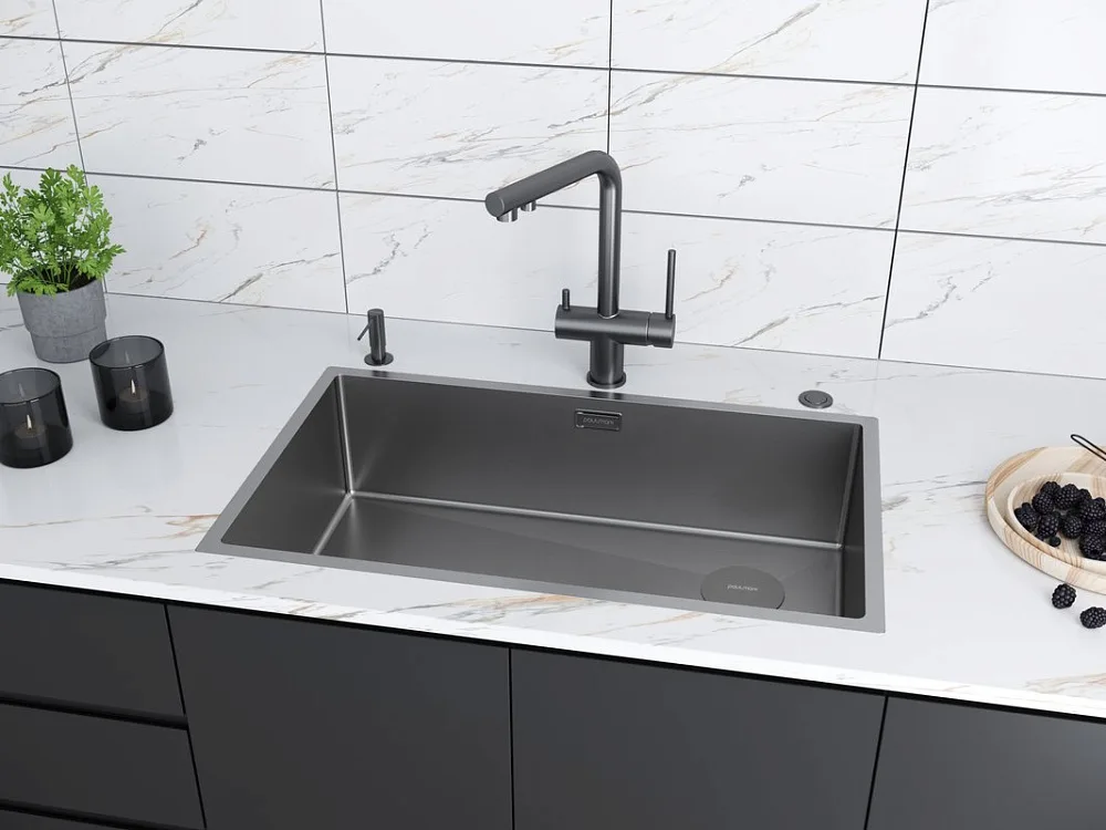 Мойка кухонная Paulmark Next-Skew PM887444-MG серый матовый Sancos — официальный сайт