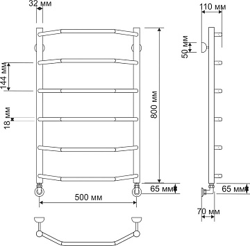 Полотенцесушитель водяной Secado Агата 1 50x80, бронза