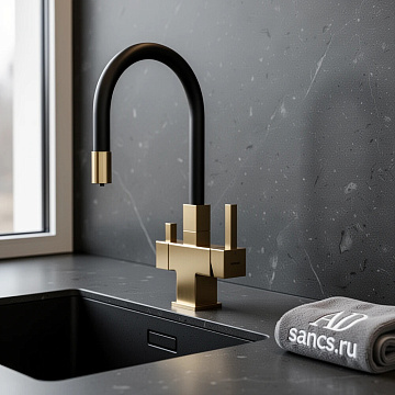 Смеситель для кухни Sancos Arno SC4005BG с гибким изливом, брашированное золото