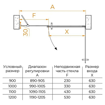 Душевая дверь в нишу RGW Hotel HO-012 1200х1950 профиль хром, стекло прозрачное